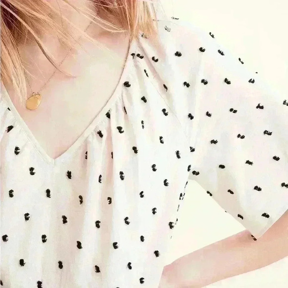 Madewell XS Cotton-Linen Lorelei Mini Dress in Clip Dot RETAIL $98 - Picture 3 of 9